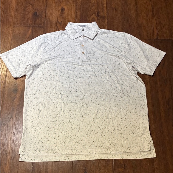 Peter Millar White Polo with Subtle Pattern - Picture 1 of 4